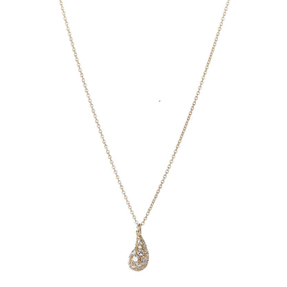 Tiffany 18K Yellow Gold Diamond Elsa Peretti Teardrop Pendant Necklace 4 of 6