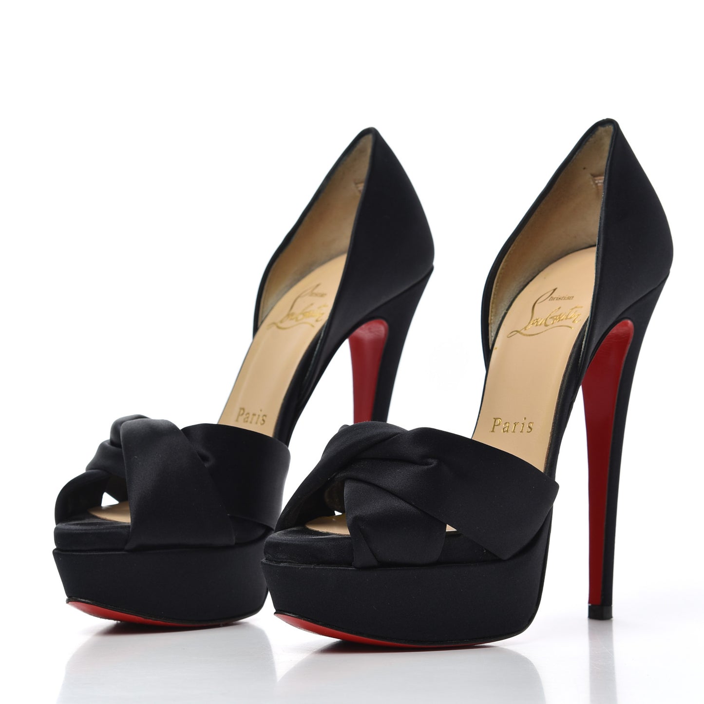 Satin Volpi Peep Toe 150 Platform Sandals 35 Black