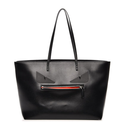 Fendi Vitello Liberty Lucido Metal Monster Eyes Medium Roll Tote Black 1 of 8