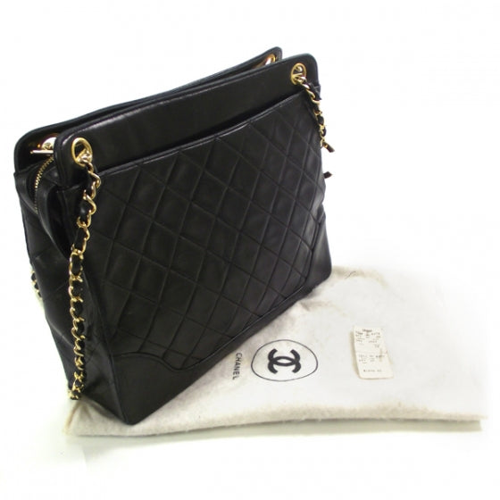 Lambskin Shopping Tote Black