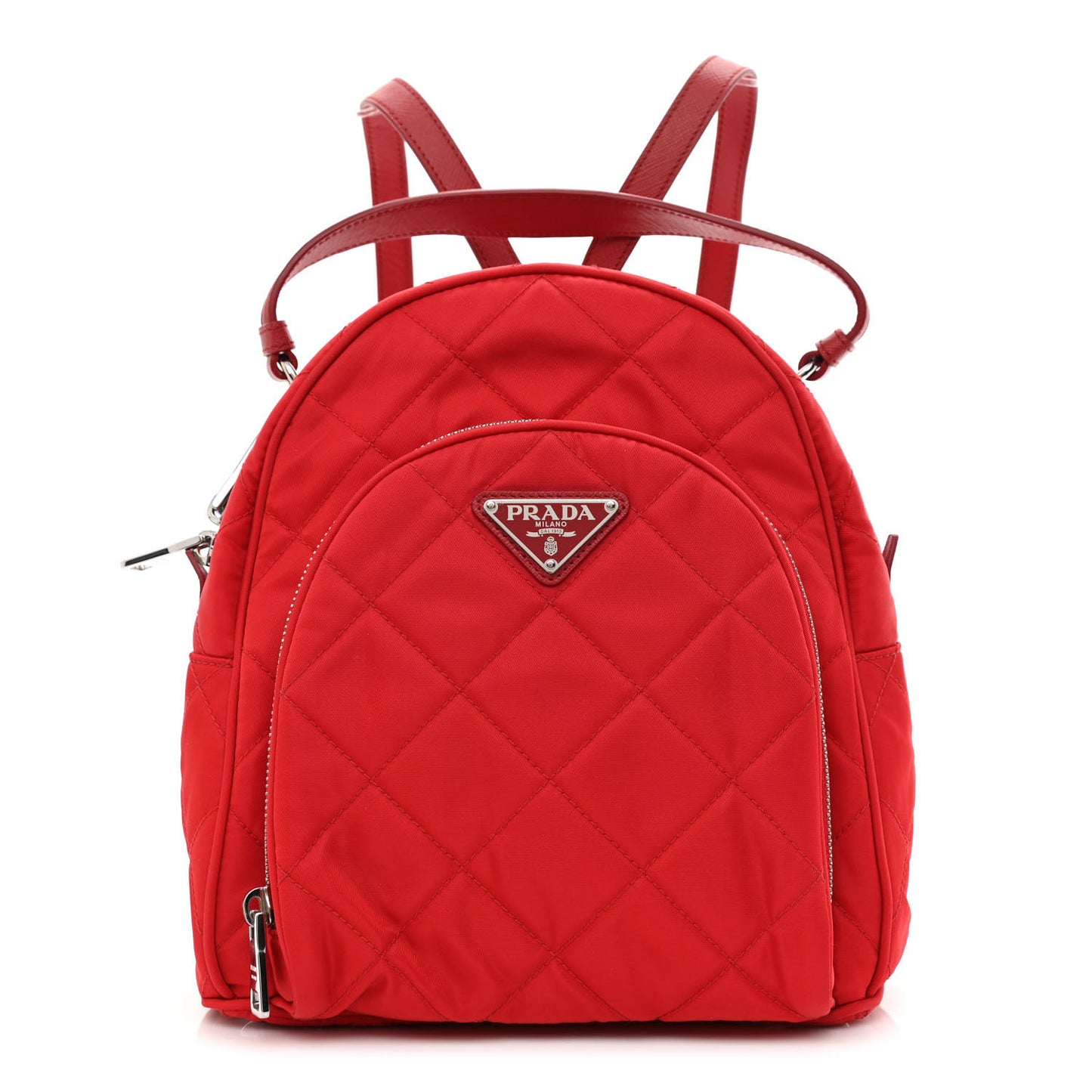 Nylon Tessuto Impuntu Quilted Backpack Rosso