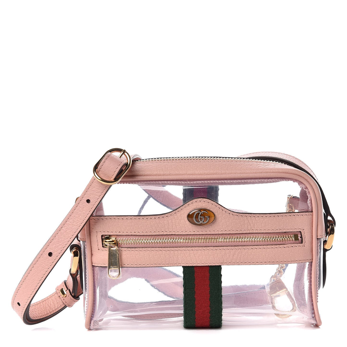 Vinyl Web Mini Ophidia Transparent Shoulder Bag Perfect Pink