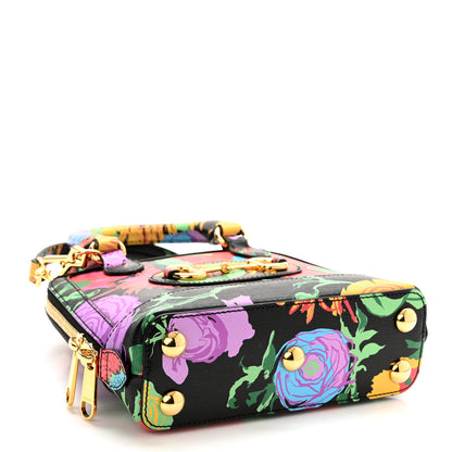 Gucci X KEN SCOTT New Shangai Calfskin Jenny Floral Print Mini Horsebit 1955 Top Handle Bag Black Pink 4 of 10