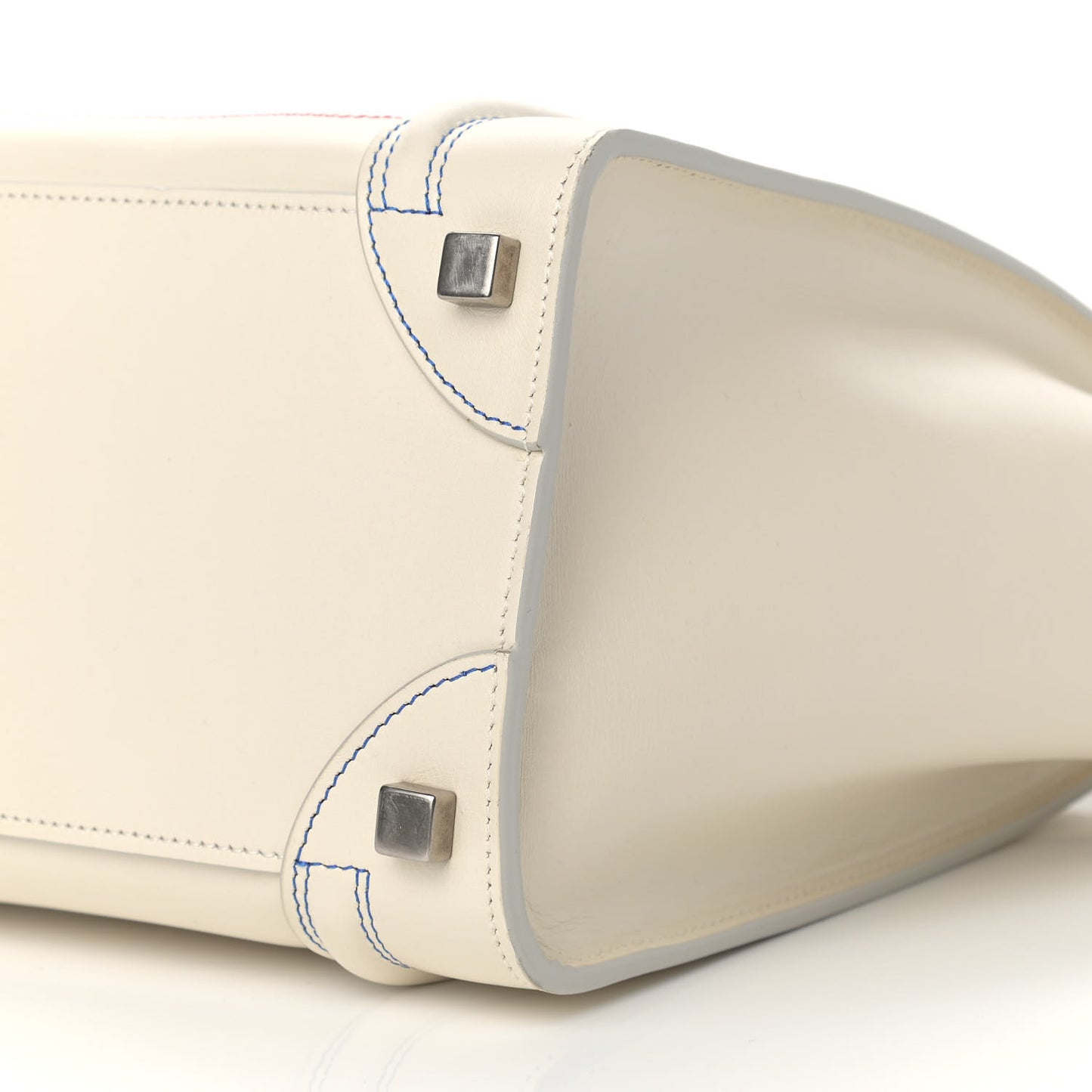Smooth Calfskin Multicolor Double Stitching Micro Luggage White