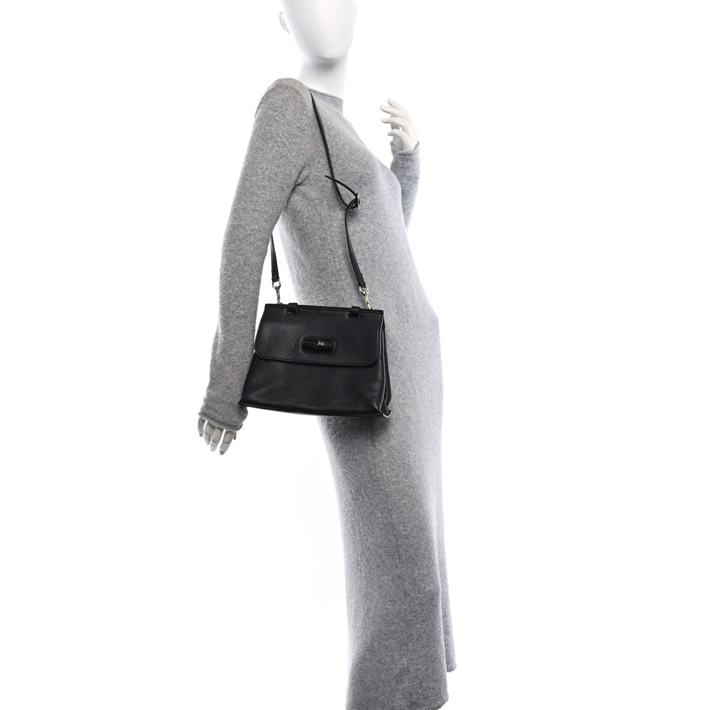 Cellarius Calfskin Small Bamboo Daily Top Handle Bag Black