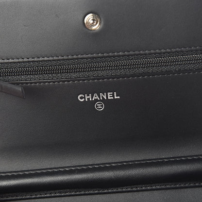 Chanel Patent Quilted Wallet On Chain WOC Black 6 of 12