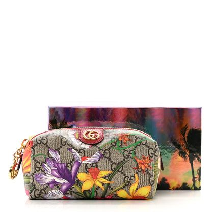 Gucci Soft GG Supreme Monogram Flora Calfskin Small Ophidia Cosmetic Case Beige Ebony Multicolor Rosso 8 of 8