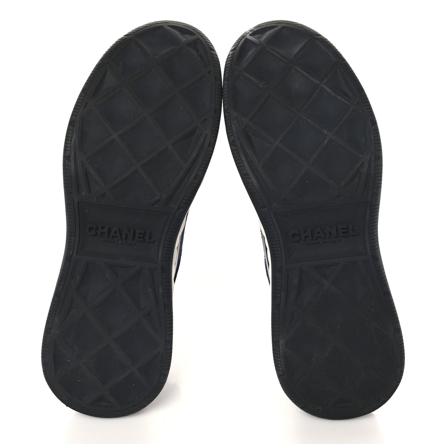 Suede Calfskin Nylon Grosgrain CC Sneakers 39 Navy Blue