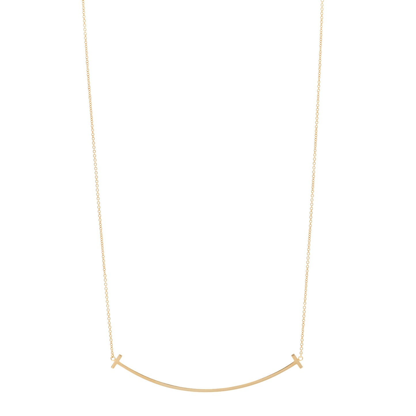 18K Yellow Gold Large T Smile Pendant Necklace
