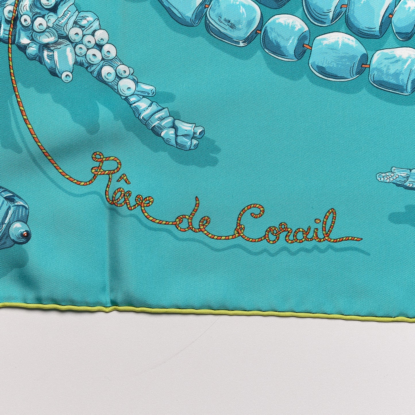 Silk Reve De Corail Scarf 90 Menthe Turquoise Canard