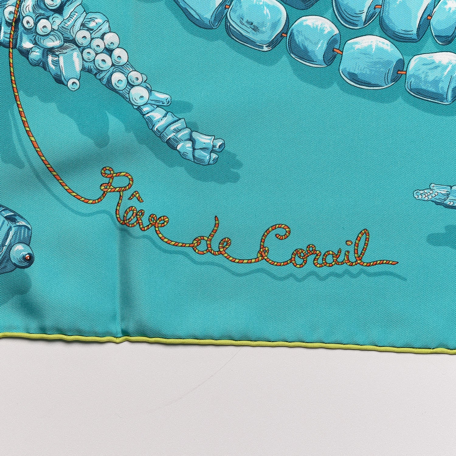Hermes Silk Reve De Corail Scarf 90 Menthe Turquoise Canard 6 of 6