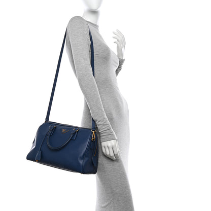 Prada Saffiano Lux Bowler Blue 2 of 17