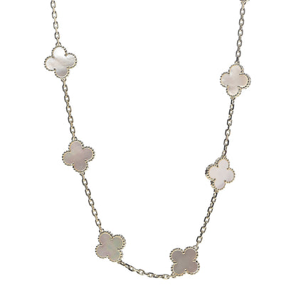 Van Cleef & Arpels 18K Yellow Gold Mother of Pearl 10 Motifs Vintage Alhambra Necklace 1 of 6