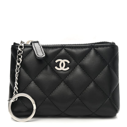 Chanel Lambskin Quilted Key Holder Case Black 1 of 8