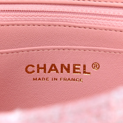 Chanel Tweed Quilted Mini Rectangular Flap Light Pink White 6 of 11