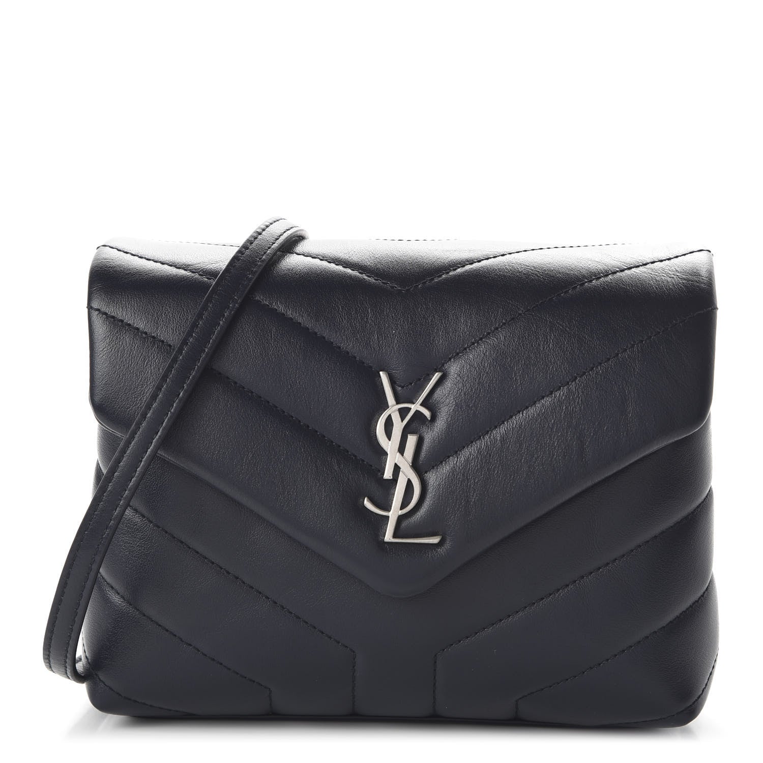 Saint Laurent Calfskin Y Quilted Monogram Toy Loulou Crossbody Bag Medium Blue 1 of 10
