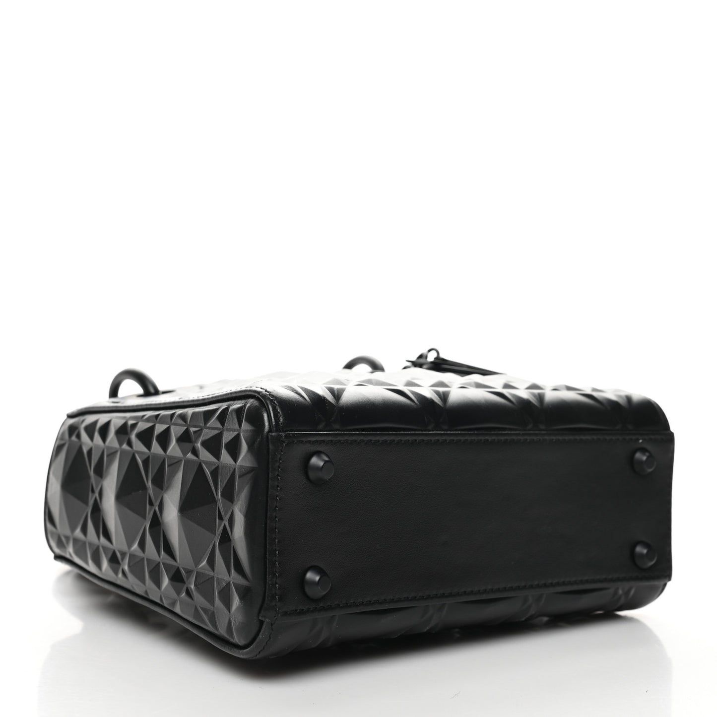 Calfskin Diamond Cannage Mini Lady Dior Black