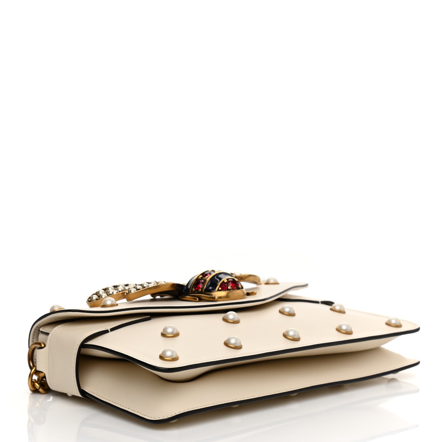 Gucci Nappa Pearl Studded Mini Queen Margaret Broadway Shoulder Bag Mystic White 4 of 11