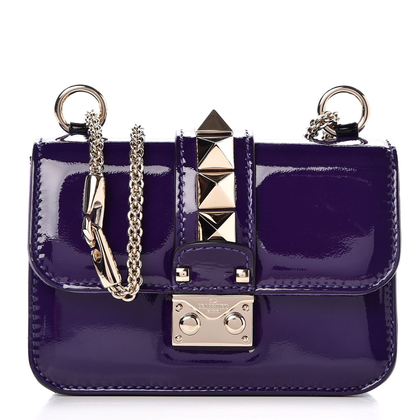 Patent Mini Glam Lock Rockstud Flap Purple