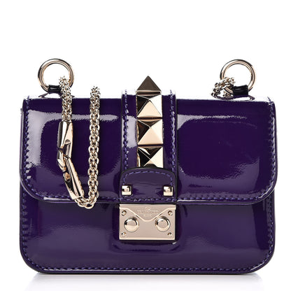 Valentino Garavani Patent Mini Glam Lock Rockstud Flap Purple 1 of 8