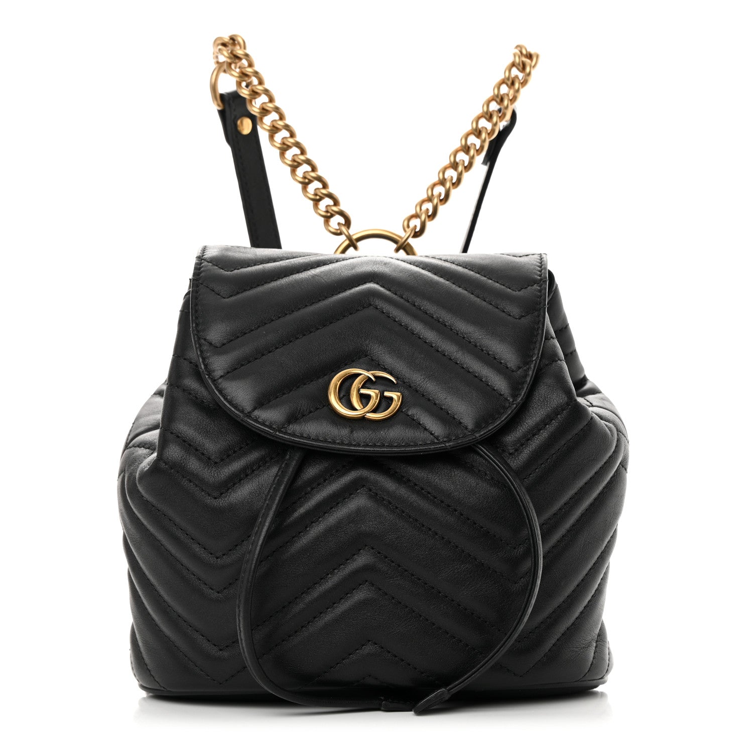 Gucci Calfskin Matelasse GG Marmont Flap Backpack Black 1 of 14