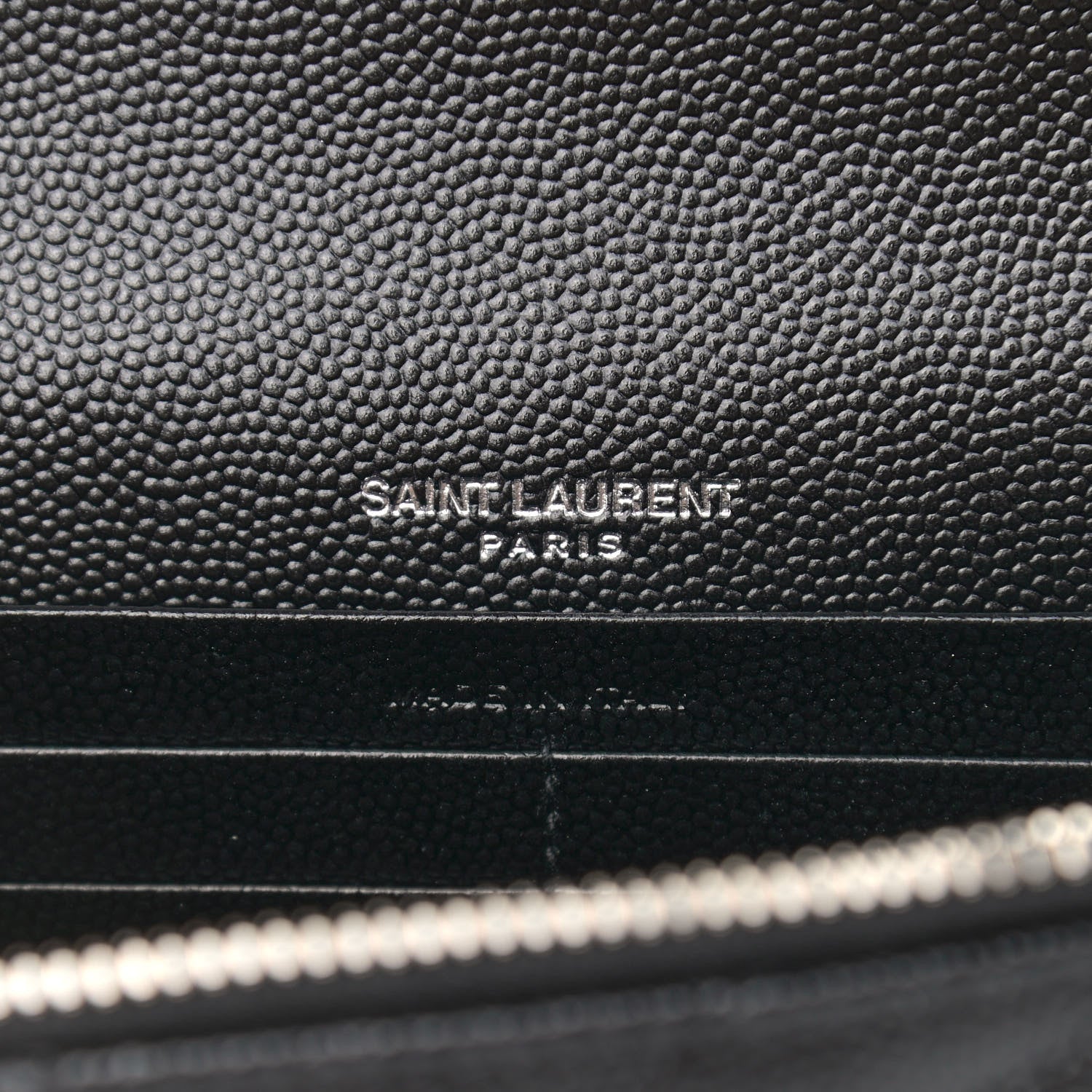 Saint Laurent Grain De Poudre Matelasse Chevron Monogram Envelope Chain Wallet Black 6 of 9