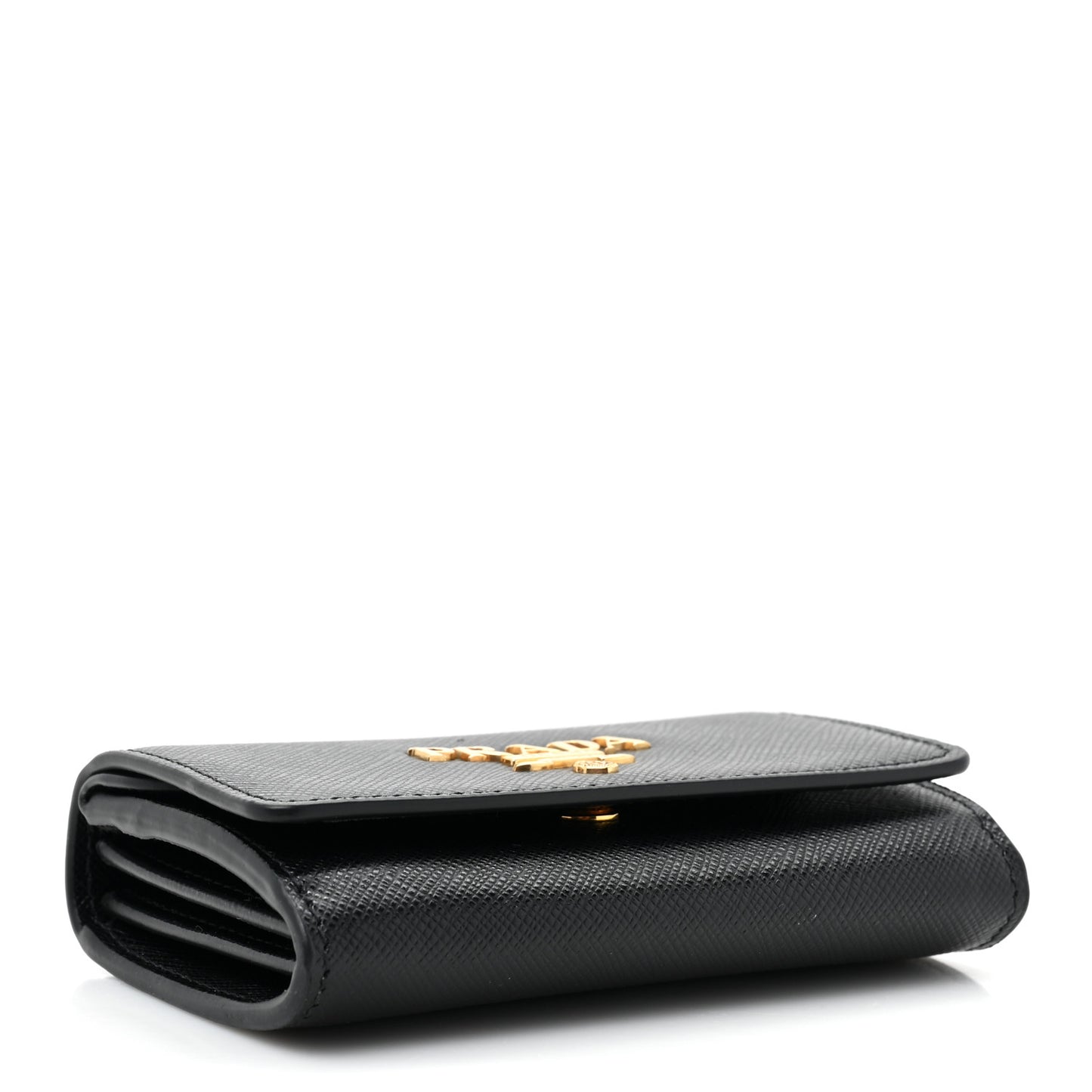 Saffiano Foldover Card Holder Wallet Black