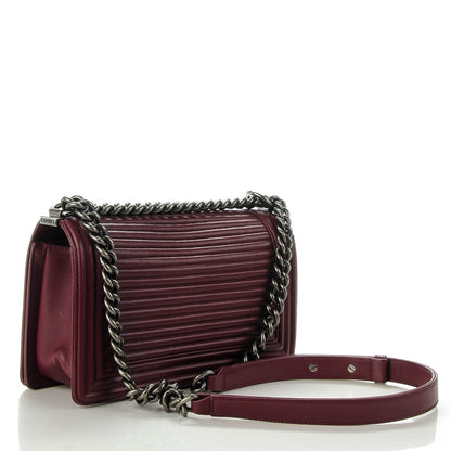 Chanel Calfskin Horizontal Quilted Medium Boy Flap Burgundy 3 of 7