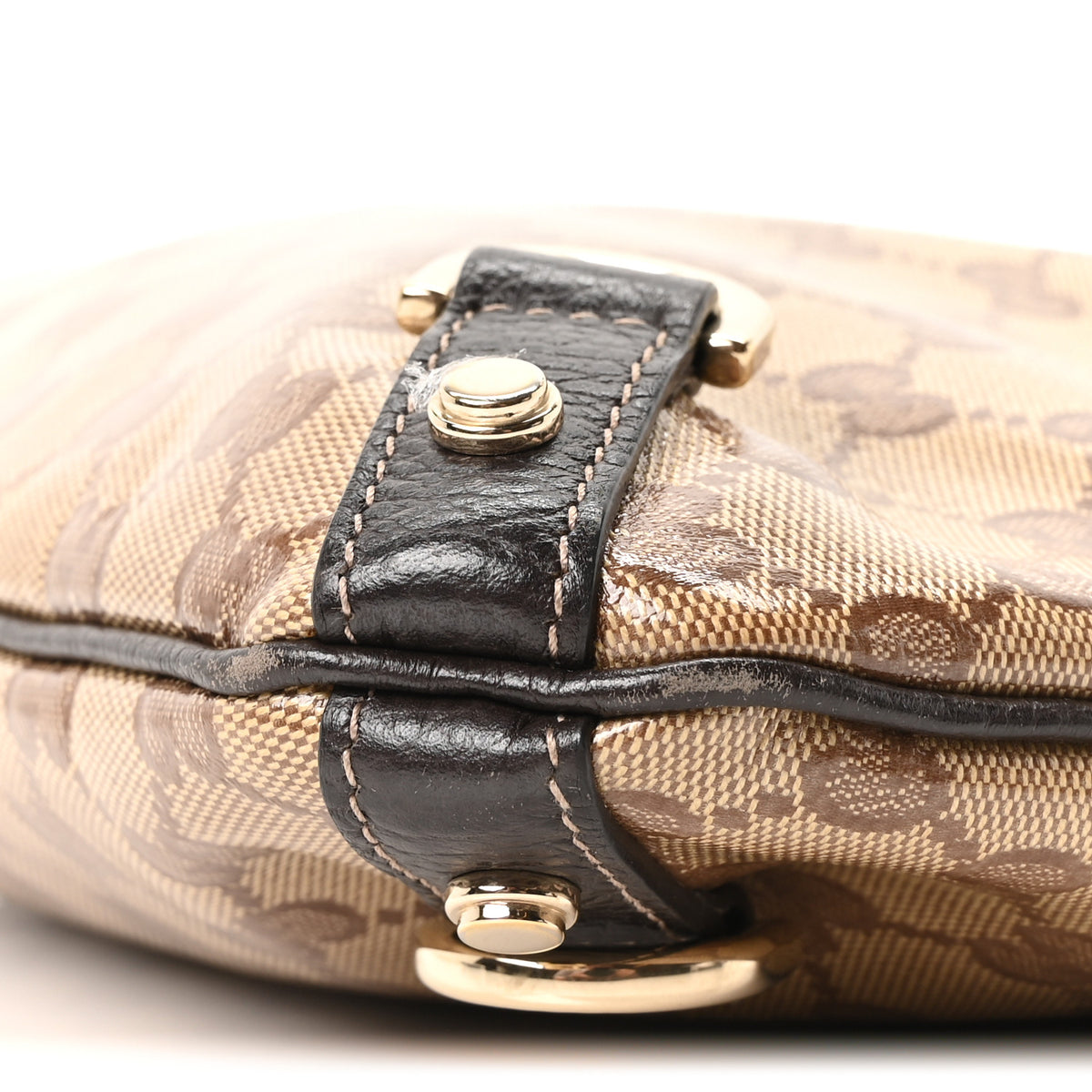 Crystal Monogram Abbey Messenger Bag Beige Dark Brown