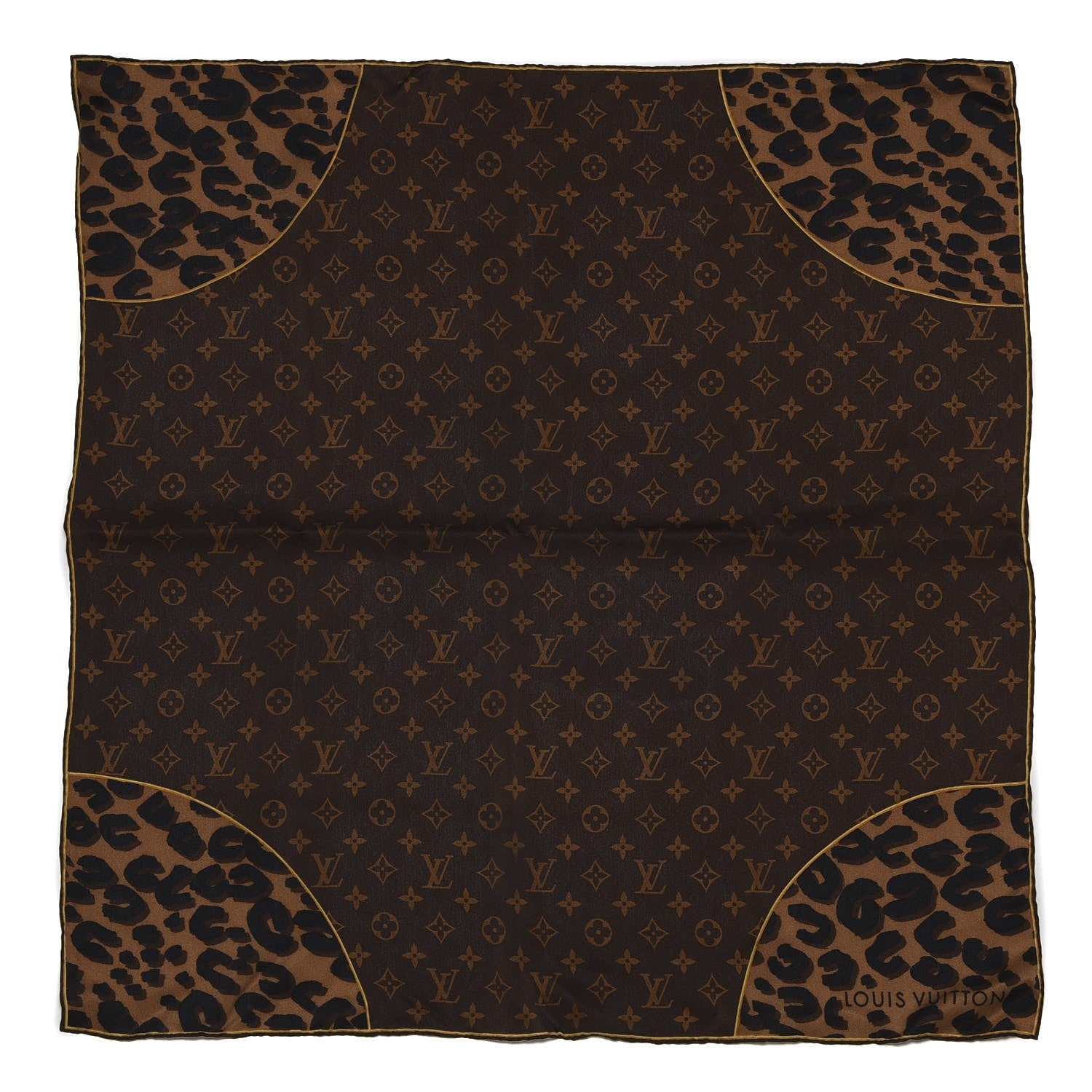 Louis Vuitton Silk Leopard Monogram Square Scarf 1 of 5