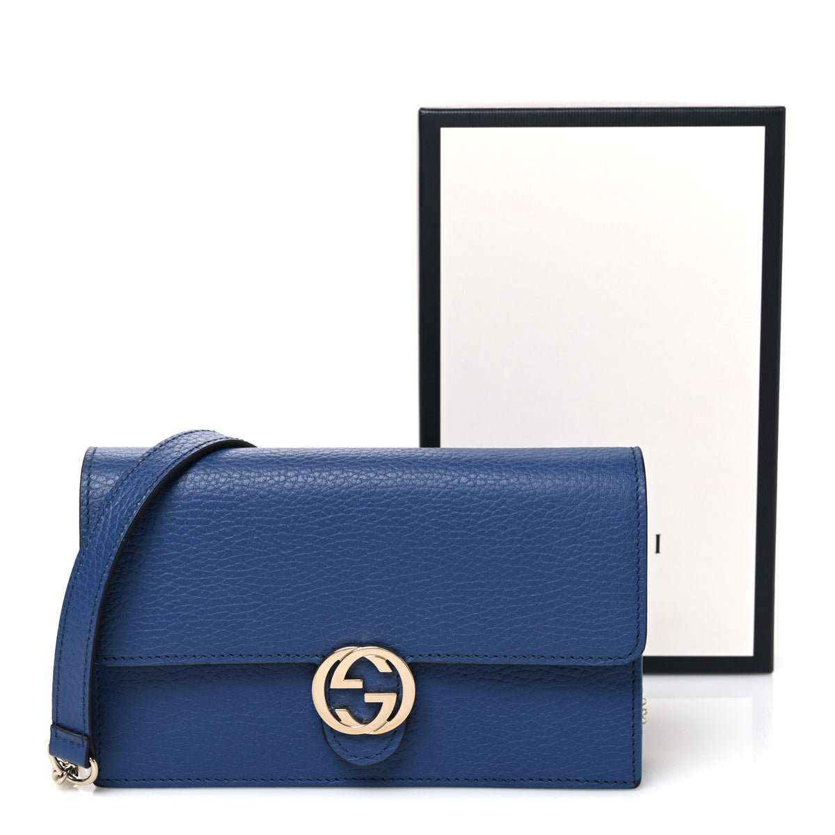 Dollar Calfskin Interlocking G Chain Wallet Caspian