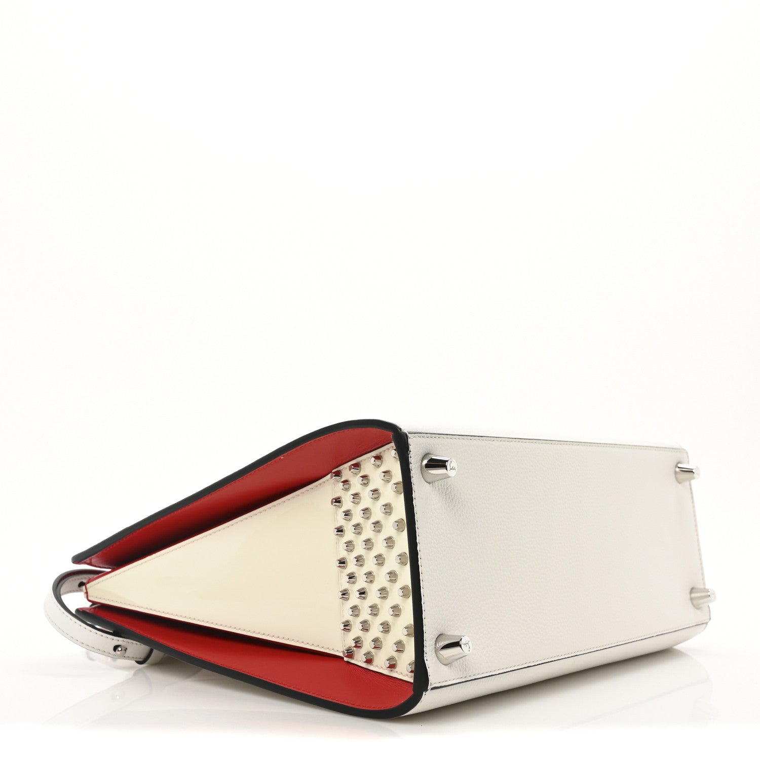 Christian Louboutin Calfskin Empire Studded Medium Paloma Snow 4 of 9