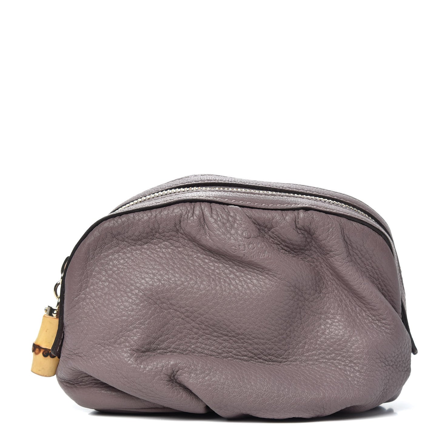 Goatskin Medium Bamboo Cosmetic Case Purple