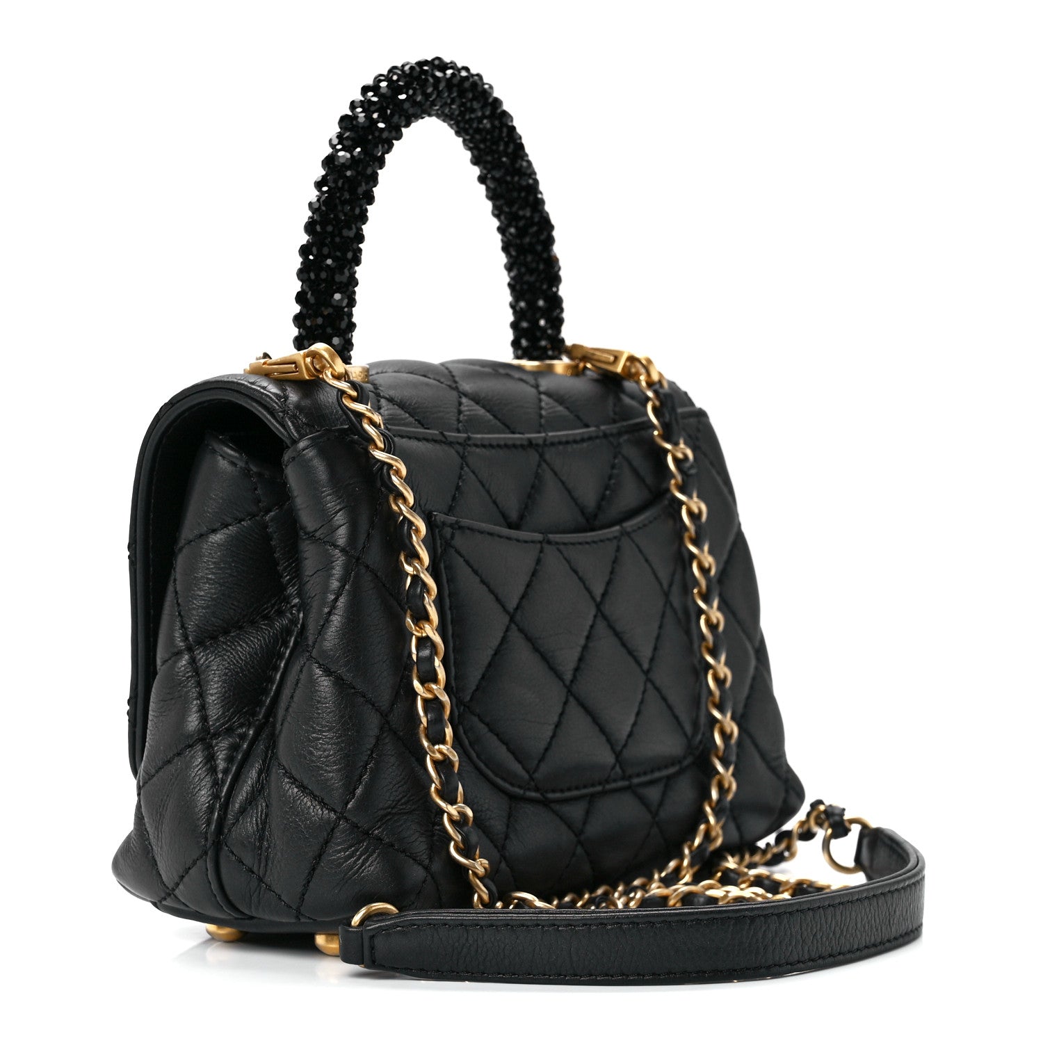 Chanel Calfskin Crystal Quilted Extra Mini Coco Handle Flap Black 3 of 12