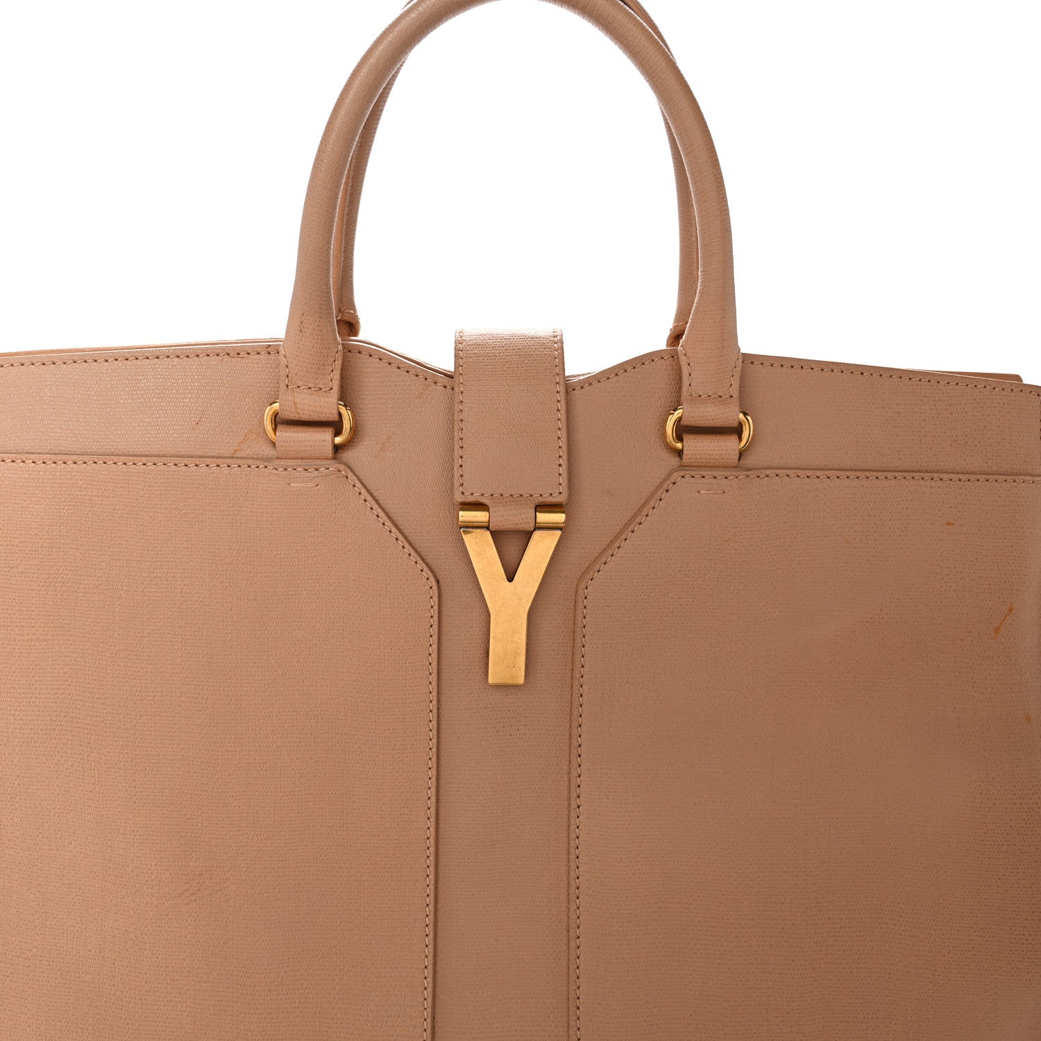 Saint Laurent Textured Calfskin Large Cabas ChYc Beige 8 of 12