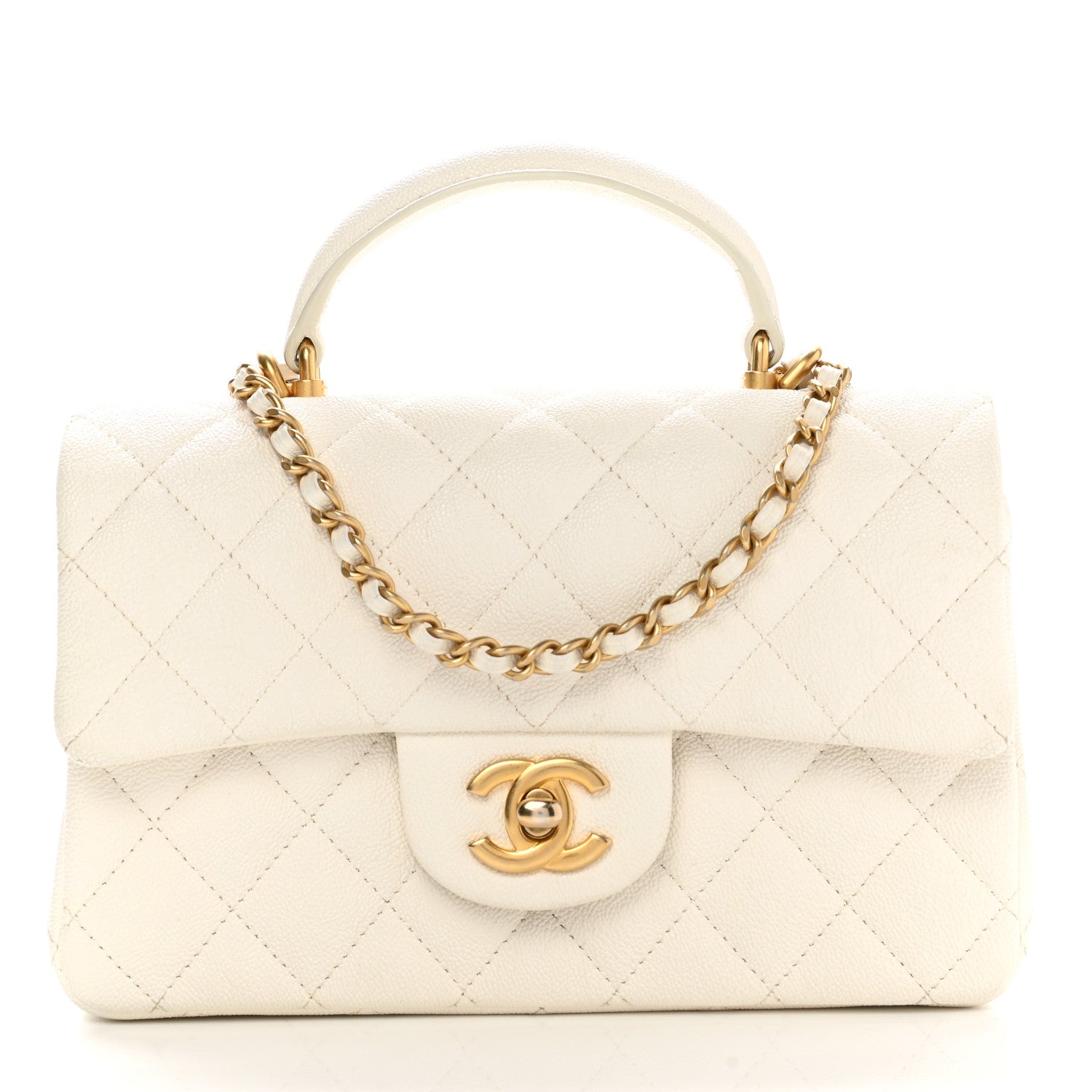 Chanel Caviar Quilted Mini Top Handle Rectangular Flap White 1 of 11