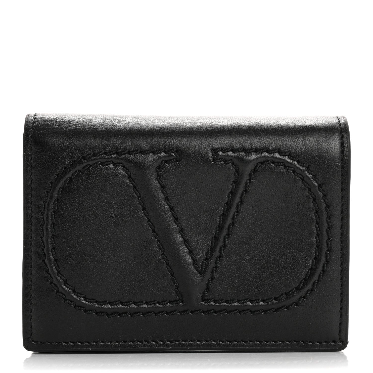 Valentino Garavani Calfskin Small VLogo Bi-Fold Wallet Black 1 of 12