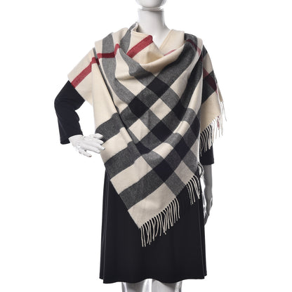 Burberry Cashmere Check Bandana Scarf Natural White 2 of 3