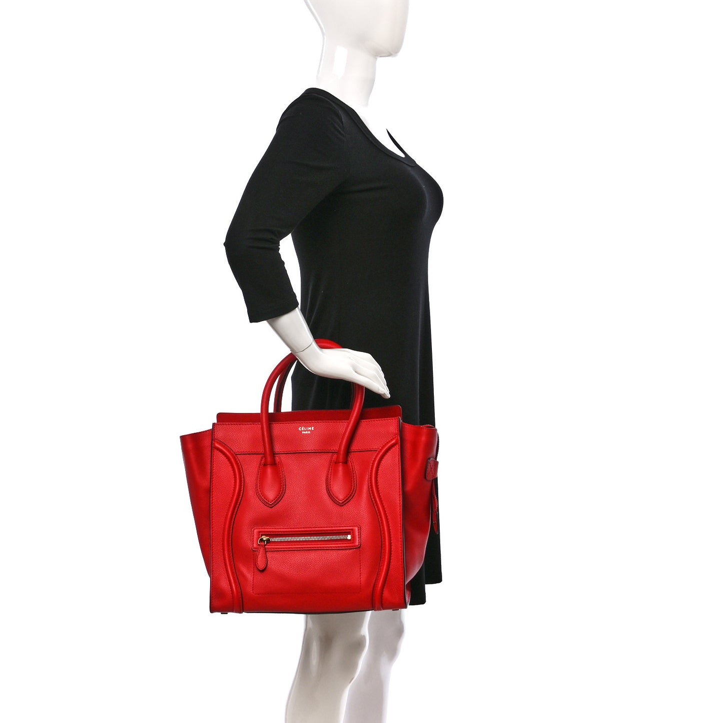 Drummed Calfskin Mini Luggage Coquelicot