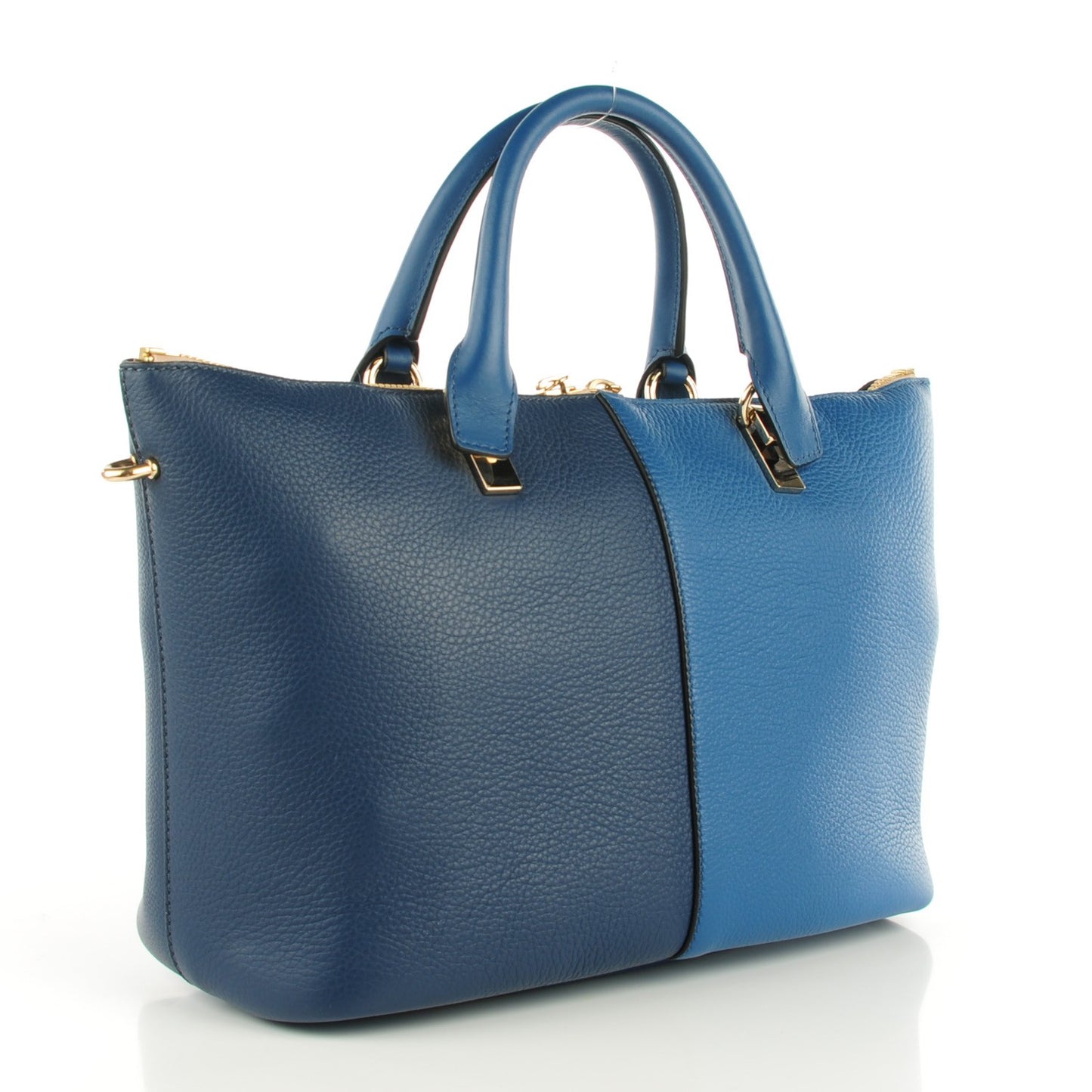 Pebbled Calfskin Medium Baylee Bi-Color Tote Cobalt Navy