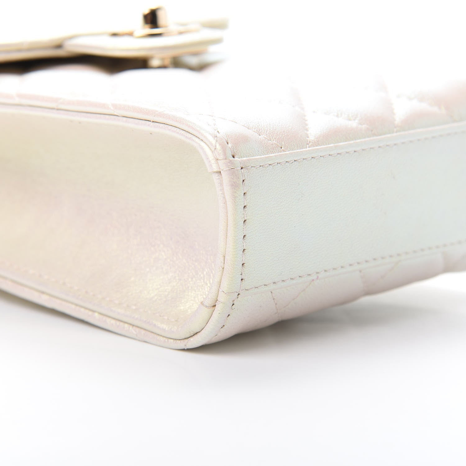 Chanel Iridescent Lambskin Quilted CC Phone Holder Ivory 10 of 12