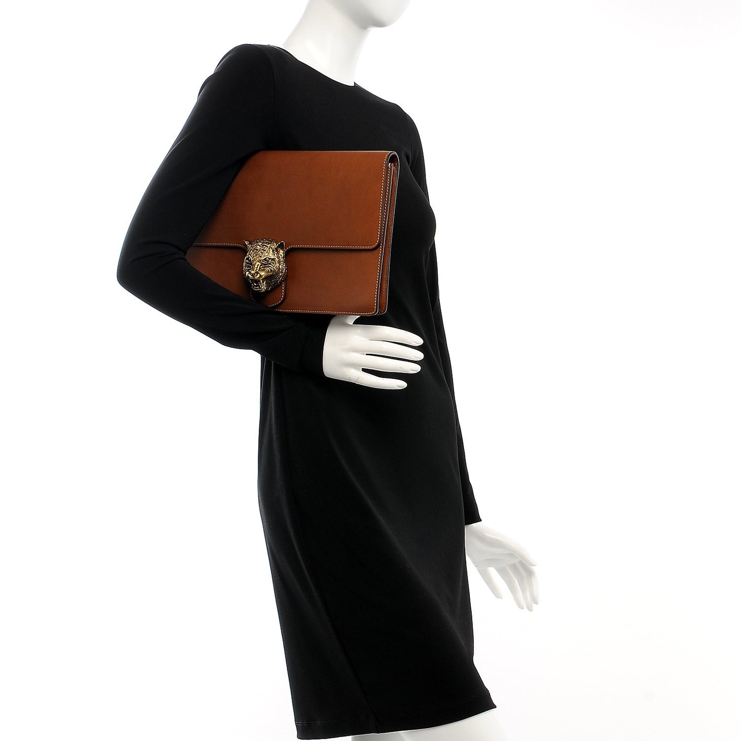 Calfskin Animalier Clutch Brown