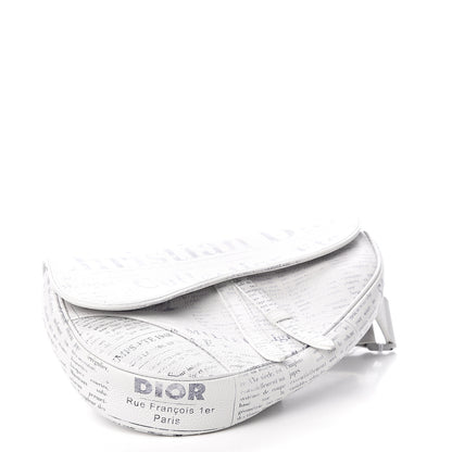 Christian Dior X DANIEL ARSHAM Grained Calfskin Newspaper Print Saddle Bag White 3 of 11