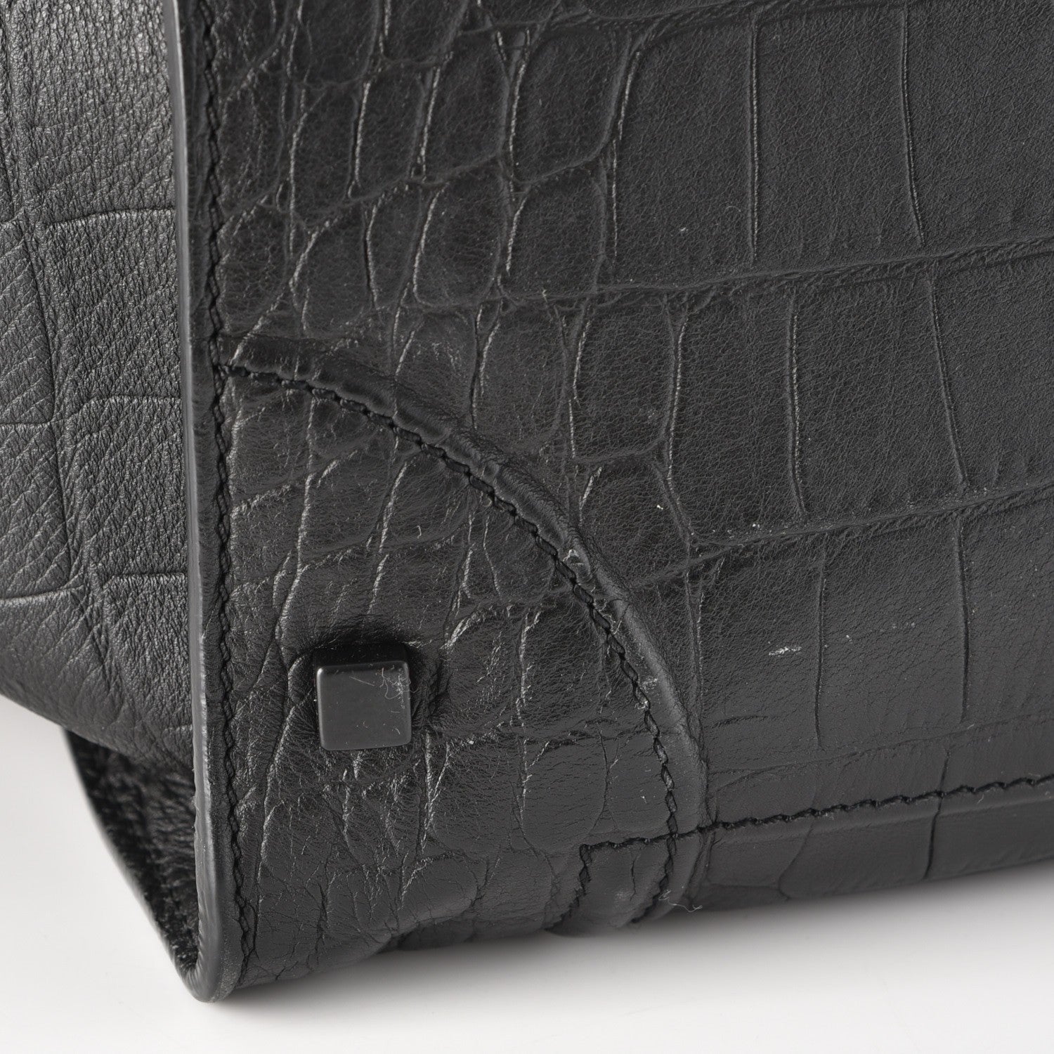 Celine Crocodile Embossed Calfskin Large Phantom Luggage Black 12 of 14