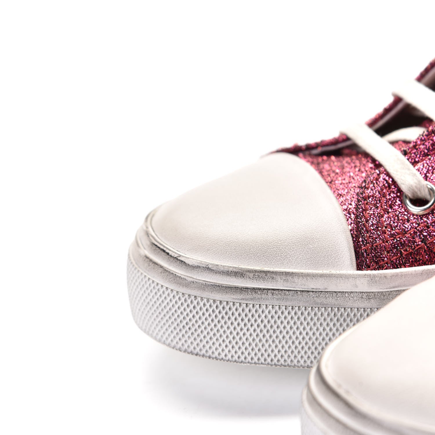 Saint Laurent Rubber Glitter Bedford Hightop Sneakers 37.5 Pink White 6 of 12