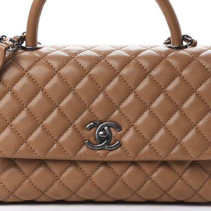 Chanel Caviar Quilted Small Coco Handle Flap Camel 8 of 11