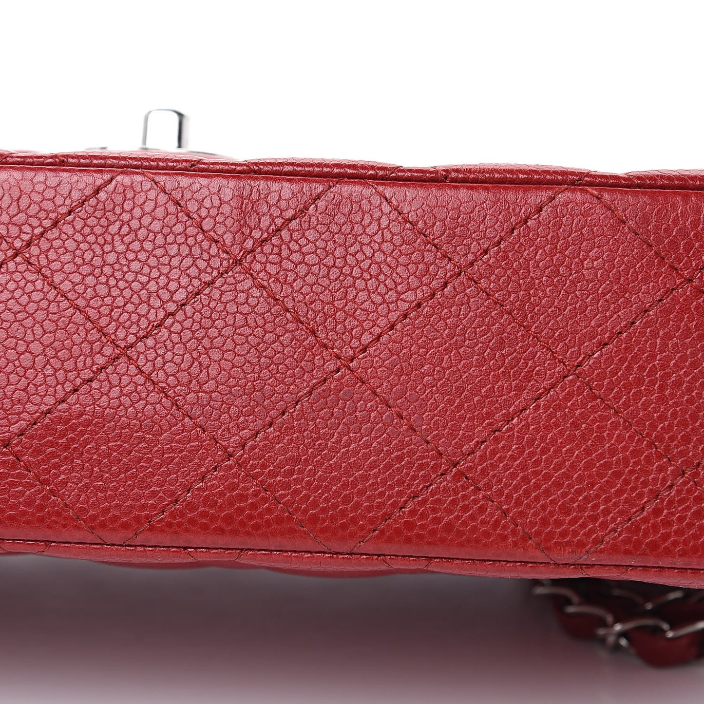 Caviar Quilted Medium Double Flap Red