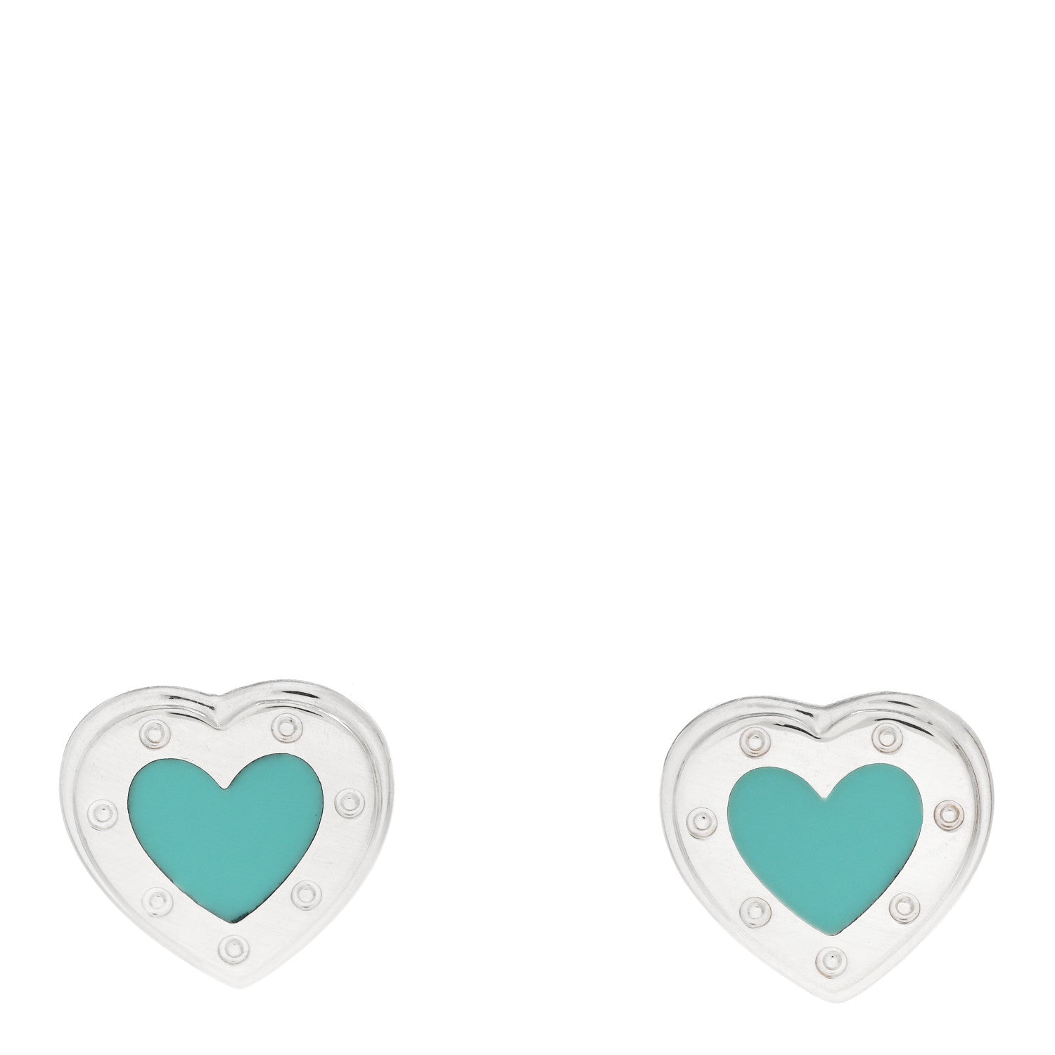 Tiffany Sterling Silver Enamel Mini Return to Tiffany Love Heart Earrings Blue 1 of 4