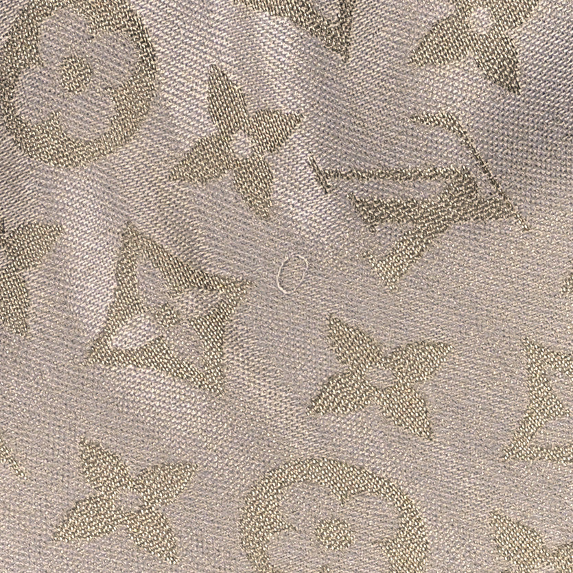 Louis Vuitton Monogram Silk Wool Shine Shawl Charcoal Greige 5 of 7