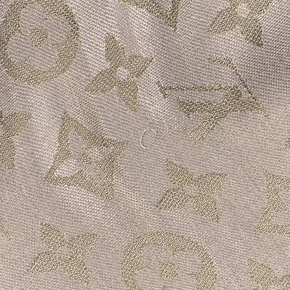 Louis Vuitton Monogram Silk Wool Shine Shawl Charcoal Greige 5 of 7